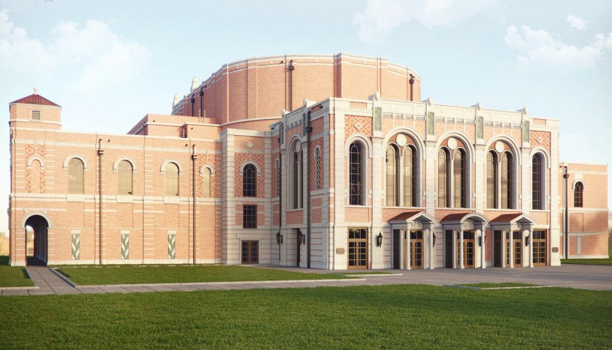 Rendering of the East facade of the new opera house at Rice University, by Allan Greenberg