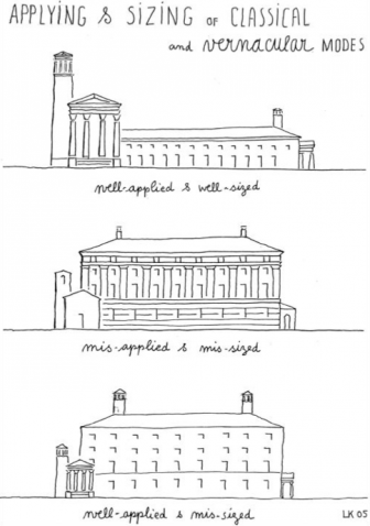 application and sizing of vernacular and classicism